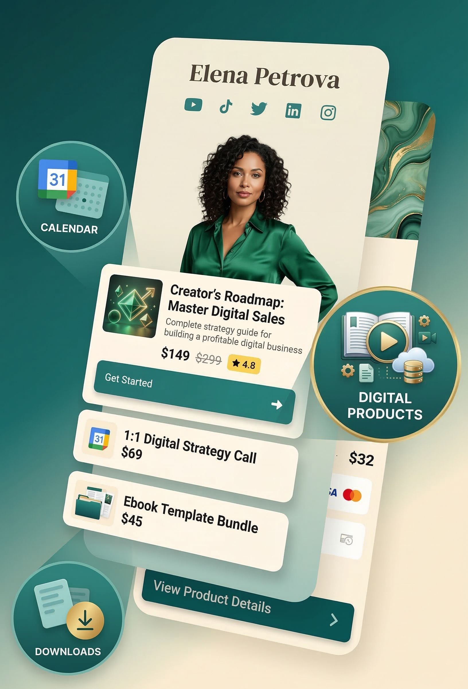 Creator Store — sell digital products, coaching sessions, and downloads from your bio link